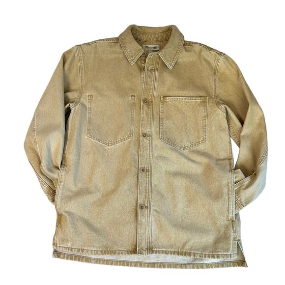 Madewell Tan Jean Jacket WMNS Small Long Sleeve Button-Up 100% Cotton Shirt LS - Picture 2 of 7